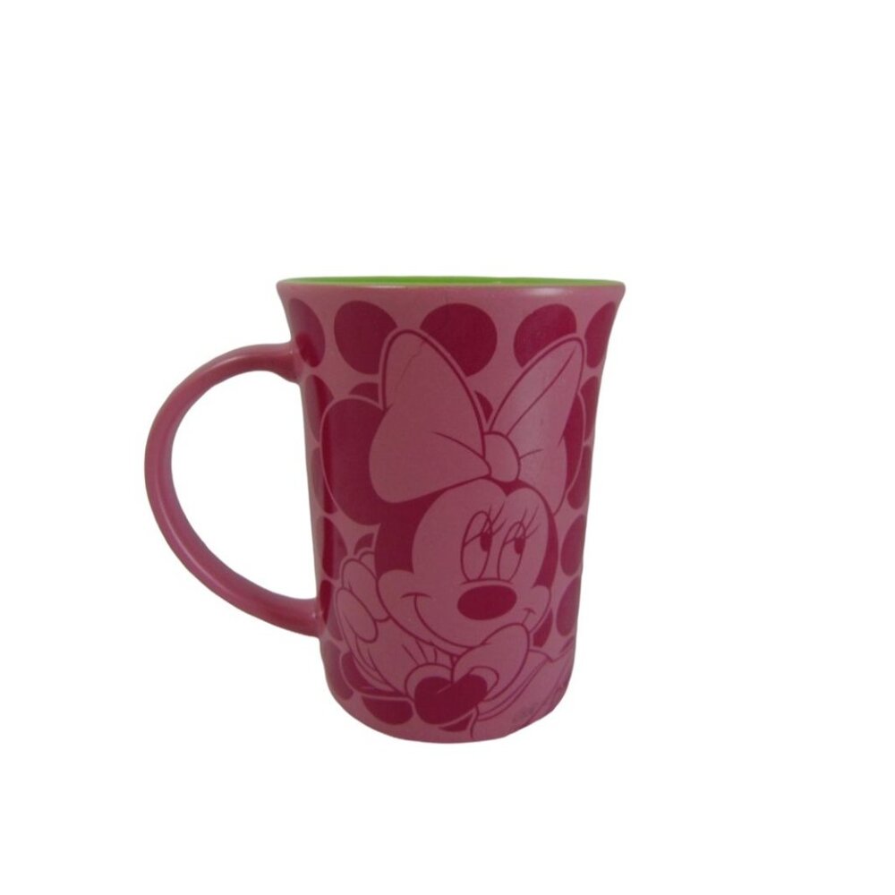 Disneyland Resorts Pink Green Minnie Mouse Polka Dot Mug Cup Walt Disney Coffee - Picture 4 of 7